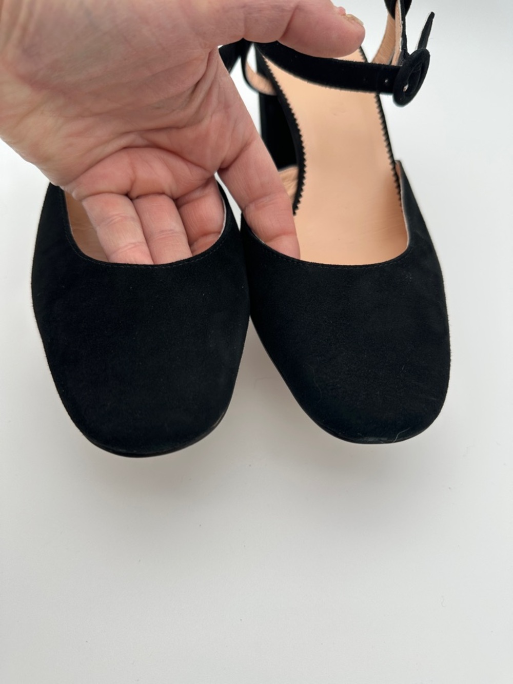 J. Crew Maisie Almond Toe Black Italian Suede Pumps 7.5 Heel 3” Made in Morocco - Picture 11 of 16